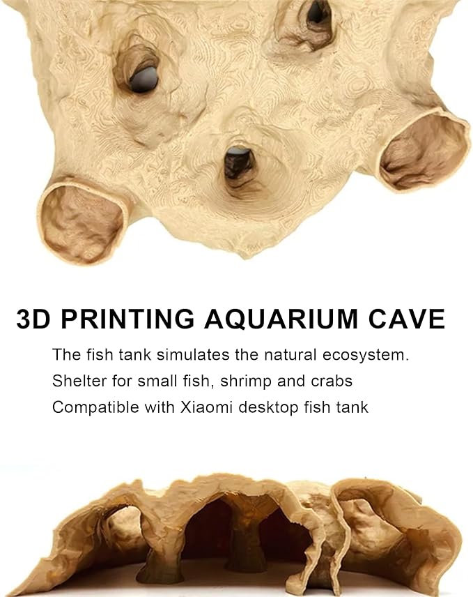 LIYAOLI Aquarium Ornaments Cave Tunnel with Viewing Ports | Fish Tank Decoration Hideout for Pleco, Shrimp & Corydoras | Substrate-Friendly Design & Sinking Base (S - Sand Color)