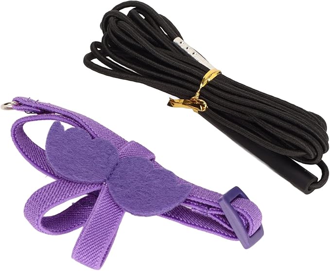Bird Harness and Leash Adjustable Bite Traction Rope for Training or Outdoor Walks Bird Accessories (Purple)