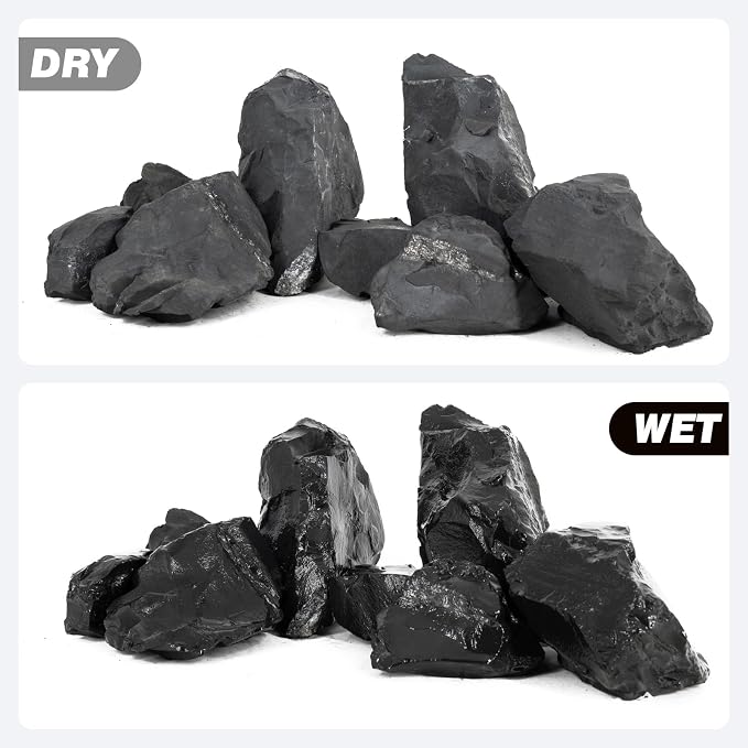 Unocho Fish Tanks Stone 20lb Natural Black Rocks for Aquariums Paludarium Decorative Aquascaping Stone for Reptile Terrariums Bonsai Gardens(3"-9"-8pcs)