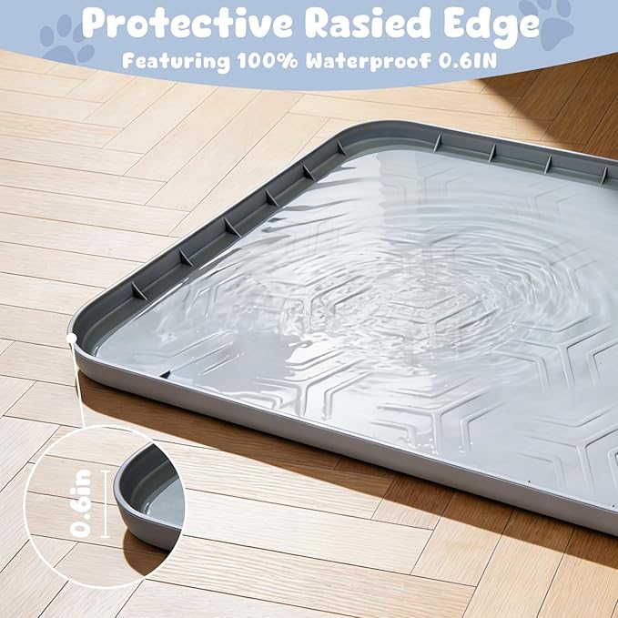 JUJOMAT Cat Litter Box Mat, 40"*28" Large Silicone Cat Litter Trapping Mat Non-Slip Gray Kitty Litter Mat for Indoor Cats, Waterproof Pet Food Mats Easy to Clean & Soft on Kitty Paws