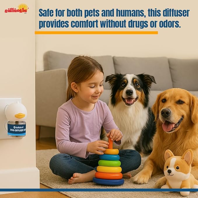SINCE 1871 GÜLLÜOGLU Vetnatural Dog Calming Diffuser Plug-in with Natural Pheromone Formula – 60 Day Refill Kit for Dogs, Stress & Anxiety Relief, Indoor Behavior Support