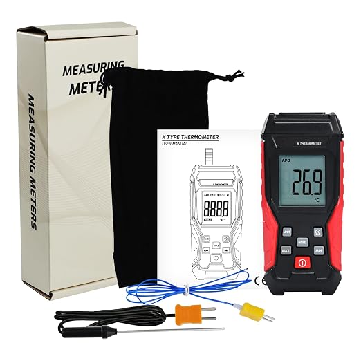 Digital K Type Thermometer with Two Thermocouple Probes, -328°F~2501°F Single Channel Thermocouple Thermometer HVAC Temperature Meter with Backlit LCD Display Max/Min, Data Hold