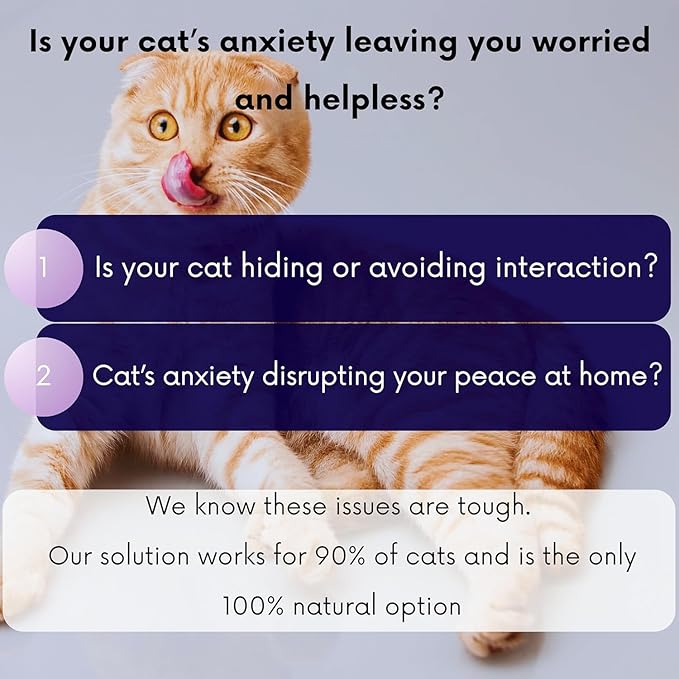 Natural Collar Anti Anxiety for Cats, Calming Collar for Indoor Cats, Stress and Anxiety Relief, Breakaway, Vet-Approved with Essential Oils (Lavender)