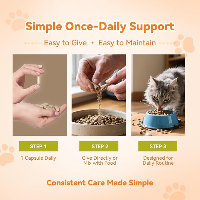 PUAINTA Cat Hairball Control – Alternative to Hairball Gel & Paste, Hairball Remedy for Cats, No Mineral Oil, Easy Capsule Supplement for Hairball Relief, Reduce Shedding, Skin & Coat, 90 Count