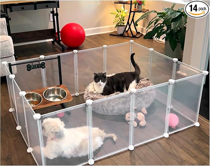 Indoor Puppy Playpen | Durable, Waterproof Pet Play Pen for Kittens, Rabbits, Guinea Pigs - DIY Easy Assembly, Safe & Secure, 16.5 X 12 Inch, 14 Panels