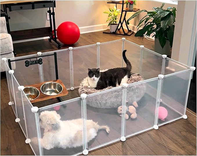 Indoor Puppy Playpen | Durable, Waterproof Pet Play Pen for Kittens, Rabbits, Guinea Pigs - DIY Easy Assembly, Safe & Secure, 17 X 12 Inch, 28 Panels