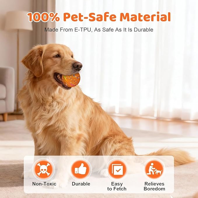 Interactive Dog Toys Dog Ball – 3 Play Modes Smart Moving Bouncing Dogs Ball, E-TPU with RGB Lights, Automatic Rolling Dog Toy for Small Medium Dogs to Keep Them Busy and Boredom Relief(Yellow)