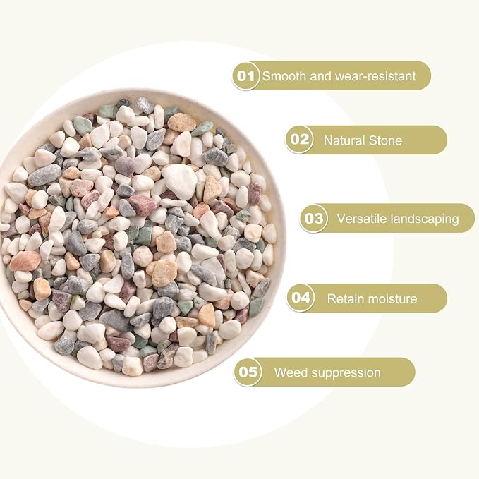 5LB River Rocks for Fish Tanks 1/8-3/8inch Aquarium Gravel Small Rocks for Plants Decorative Rocks Mixed Color Vase Fillers Rocks for Crafts Colorful Rocks