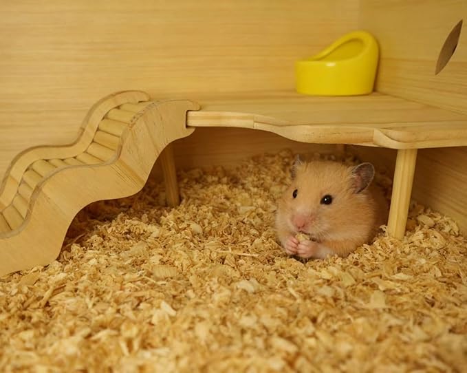 Wooden Hamster Platform for Hamster Cage Accessories Climbing Toys Dwarf Syrian Hamster Gerbil Rat Mice Degus or Other Small Pets (Triangle)