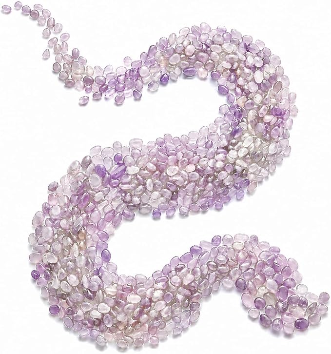 5‑7mm Crystal Gravel 1 lb in Small Box | White Quartz, Rose Quartz, Green Fluorite, Rainbow Crystal, Cat’s Eye, Amethyst | Fish Tank, Planter, DIY, Meditation Decor (Light Amethyst)