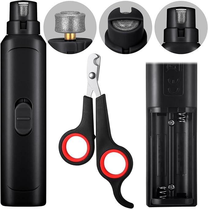 Lasnten 2 Pcs Bird Nail Grinder with Clipper Bird Nail Trimmer File Pet Grooming Tool for Parrot Budgerigars Parakeets Myna Conure Finches Lovebirds(Black)