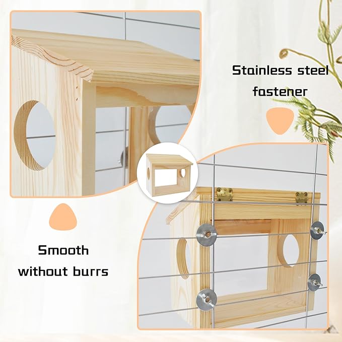 Visible Hamster Digging Box Hamster Sand Bath Container Rat Hideaway Wood Wooden House Hideout Exploration with Acrylic Plate Accessories Dwarf Syrian Rat Hideaway Wood Mice Gerbils Lemmings