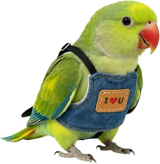 2-Pack， Adjustable Bird Harness & 78.7" Leash Set, Anti-Bite Nylon Flying Rope for Outdoor Training, for XS Small Parrots, Mini Macaw, Scarlet, Keck & Similar Sized Birds (Blue, m)