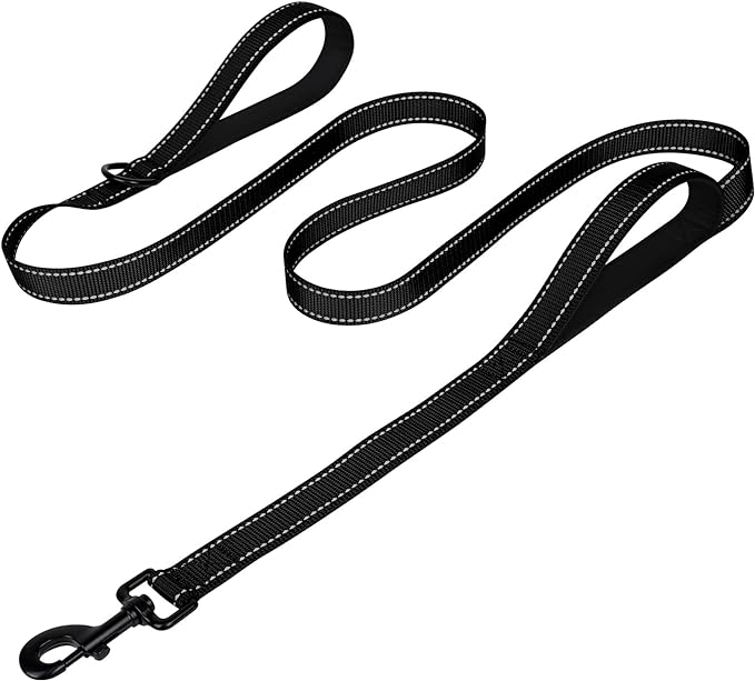 Joytale Dog Leash Heavy Duty for Large Dogs that Pull, Double Handle for Traffic Control, Double-Sided Reflective Leashes for Large Medium Dogs Night Safety, 4FT, Black
