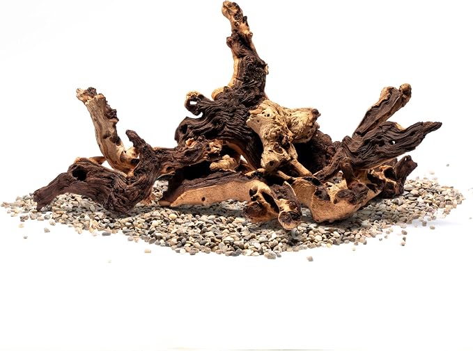 Ultum Nature Systems Driftwood - Mopani Wood - Natural Aquarium Hardscape for Planted Tank Aquascaping - Fish, Crab, Reptile, Bird, Paludarium Enclosure Structure, Terrarium Decor - SM 1Pc, 7-12"
