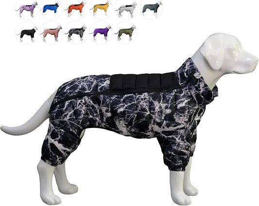 Micai Warm Dog Coat - 4 Legs Covered Waterproof Windproof Reflective Vest, Zippered Adjustable Outdoor Snow Jacket for Small Medium Large Dogs - Black S
