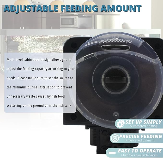 Automatic Fish Feeder for Aquarium, Auto Feeder Aquarium Tank,Up to 30 Feedings A Day,with Food Containers 150 ML Capacity, Fish Feeding Ring, Suitable for Fish Tank, Big Aquariums