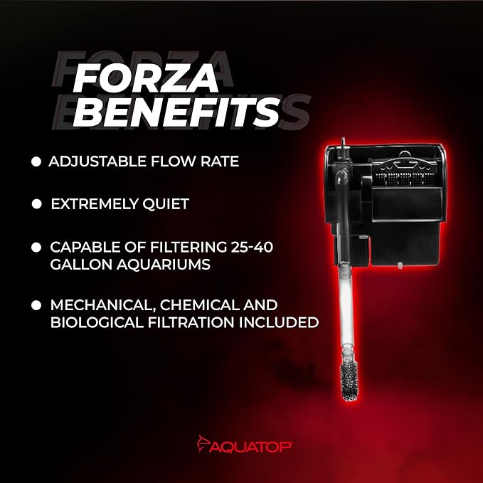 Aquatop Forza 120 GPH Power Filter for Aquariums – Fits upto 25 Gal Freshwater & Saltwater – Advanced Filtration Design – Crystal Clear Water – PFE-4