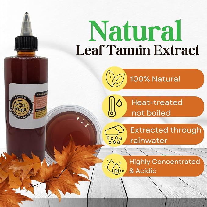 SCOTTY'S BUGS Natural Leaf Tannin Extract for Blackwater Aquariums – Betta Fish Water Conditioner | Tannins for Aquarium | 9 FL OZ