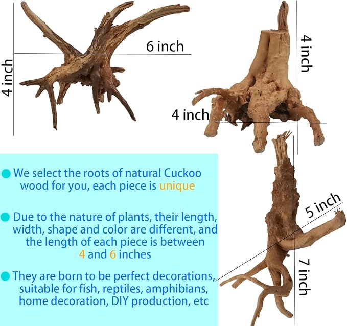 Vmiapxo 8-Pack Natural Driftwood, Sinkable Spider Wood (4''-6'') | Assorted Shapes Drift Wood, Aquarium Decor, Reptile Terrarium & Fish Tank Wood Branches Decoration
