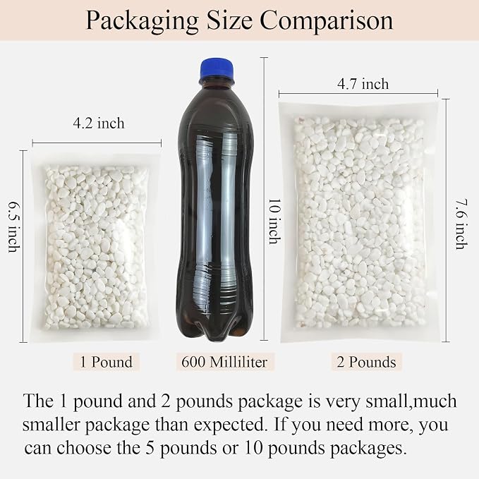 FANTIAN 5 lbs White Pebbles for Indoor Plants, 3/8 Inch Decorative White Gravel, Polished River Rocks for Potted Plants Vase Cactus Bird Bath and Outdoor Garden Landscaping