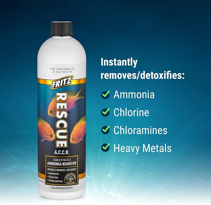 Fritz Aquatics ACCR Water Conditioner Instantly Removes Toxic Ammonia/Chlorine & Chloramines for Fresh & Salt Water Aquariums (16-Ounce)