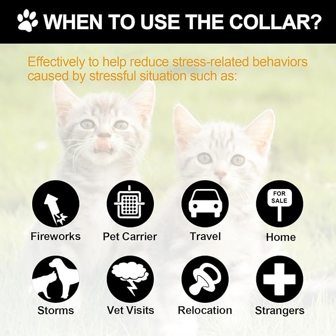 Weewooday 4 Pcs Cat Calming Collar Adjustable Pheromones Scent Relaxing Cat Collar with 2 Pendant for Puppies Reduce Stress Aggression Anxious, up to 15 Inches(Black)