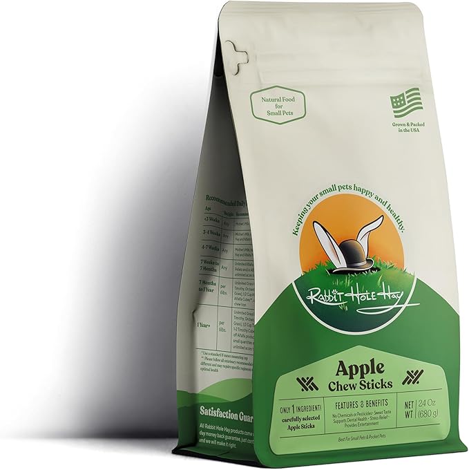 Rabbit Hole Hay - All Natural Apple Chew Sticks for Small Pets - 24 oz - Large Pack, Healthy Treat