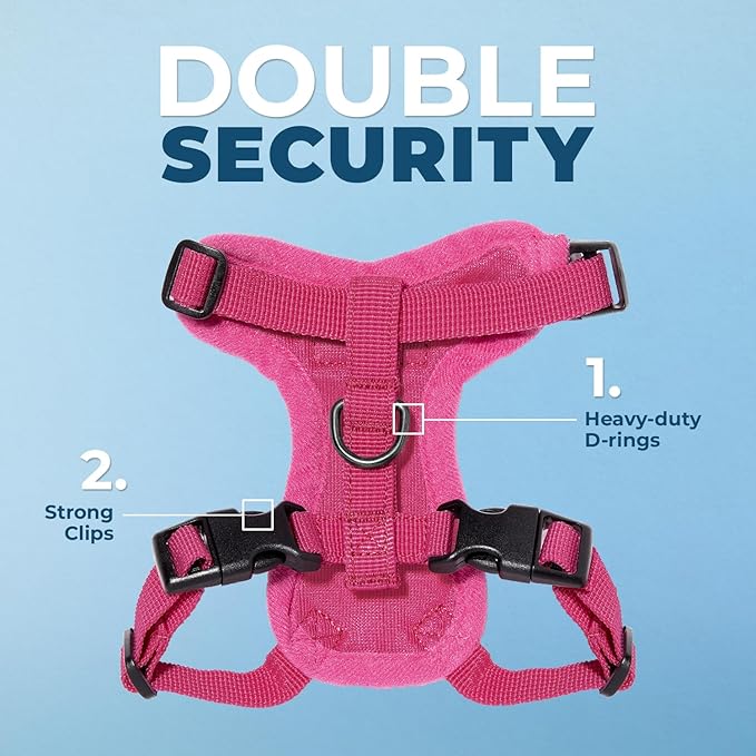 Voyager Escape-Proof Step-in Lock Cat Harness & 5ft Neoprene-Handle Leash Set All-Weather Mesh with Reflective Stitching for Small to Large Cats by Best Pet Supplies, Fuchsia, XS