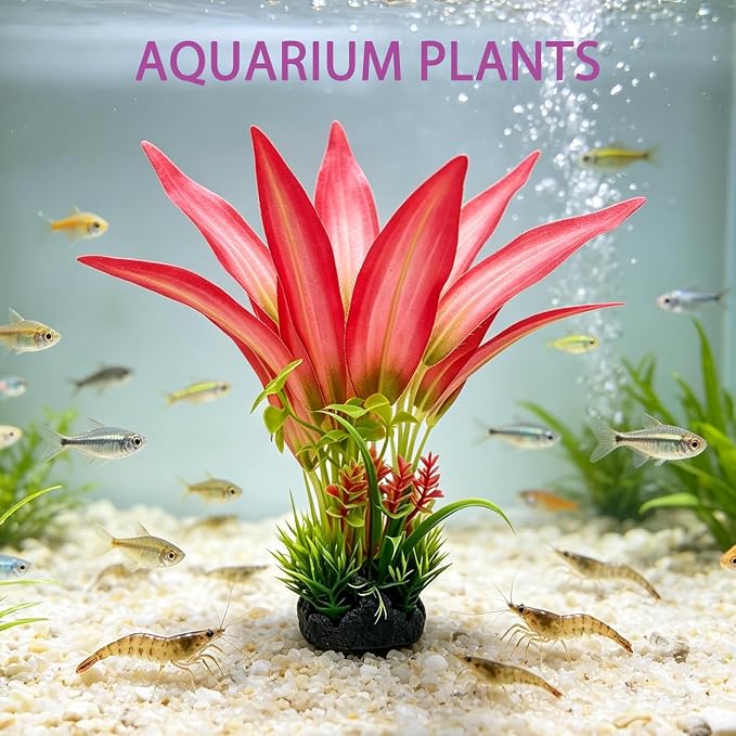 Silk Aquarium Plants 2 Pcs 8 Inches | Soft silk plants, safe for delicate fish, durable, resist fading.