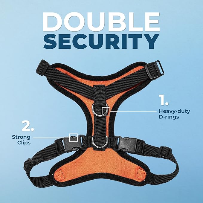 Voyager Step-in Pet Harness - All Weather Mesh, Adjustable Step in Harness for Cats and Dogs by Best Pet Supplies - Orange/Black Trim, XL