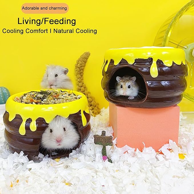 Hamster Hideout, Ceramics Hamster CageHabitat,Hamsters Houses and Hideouts for Syrian Dwarf Hamsters Guinea Gerbils Lemmings or Other Similar-Sized Small Pet Small Animal Bed (Cake Type)