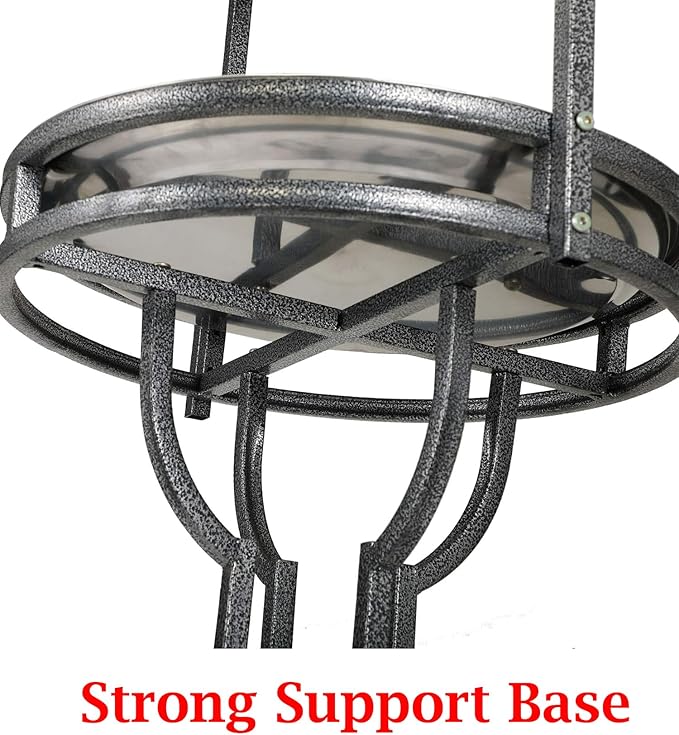 Elegant Design Wrought Iron Parrot Cockatiel Cockatoo Bird Play Perch Gym Ground Rolling Stand with Removable No Rust Stainless Steel Pan and Feeder Cups