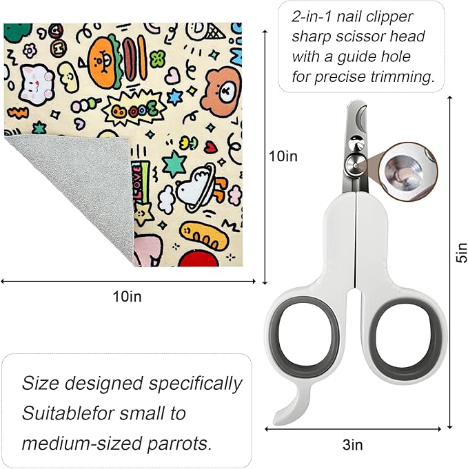 Bird Nail Clippers,Parrot Grooming wrap,2in1 for Safe Nail Trimming – Fits Cockatiel, Parakeet, Lovebird, Budgie, Anti-Scratch Anti-Escape Multifunctional Pet Tool