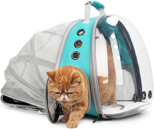 Lollimeow Cat Carrier Backpack, Expandable Bubble Pet Carrier for Cats and Small Dogs, Airline Approved Travel Backpack for Hiking, Walking & Outdoor Adventures - Supports up to 14 lbs