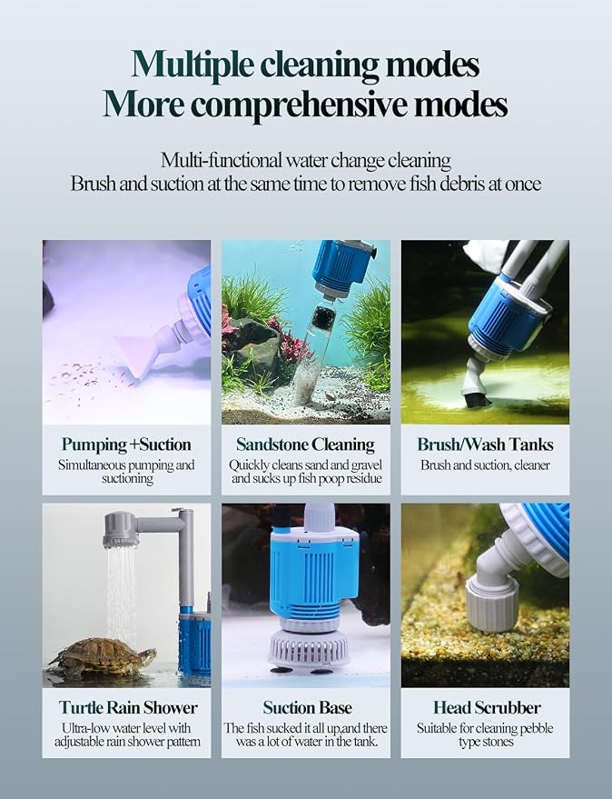 Upgraded Electric Aquarium Cleaner | 12V DC/28W auto fish tank cleaning kit,Change waterwash sand filter,Efficient and easy to use