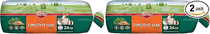 Kaytee Timothy Hay Plus Carrots for Pet Guinea Pigs, Rabbits & Other Small Animals, 24 oz (Pack of 2)