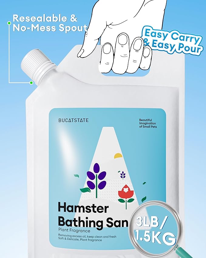 BUCATSTATE Dust-Free Hamster Bath Sand Plant Scented Bathing Sand for Dwarf Syrian Hamster and Other Small Animals 3.3lb/1.5kg