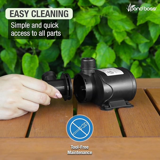 pond boss 300 GPH Submersible and In-Line Water Pump for Hydroponics, Aquaponics, Fountains, and Freshwater Aquariums – Adjustable Flow, Quiet Operation, Includes Tubing Adapters