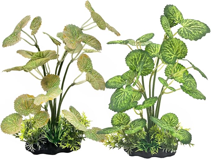 M2cbridge Fish Tank Plastic Soft Grass Water Plants 2pcs Serrated Leaf | zero maintenance, soft without scratching, healthy underwater home