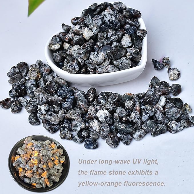 Erliway 100g Natural Yooperlite Stone Crystal Chips 7-9mm Tumbled Stones | Small Crushed Crystal Stone, Polished Flame Stone Chips for Fish Tank, Healing Tumbled Rocks for Reiki Jewelry Making Décor
