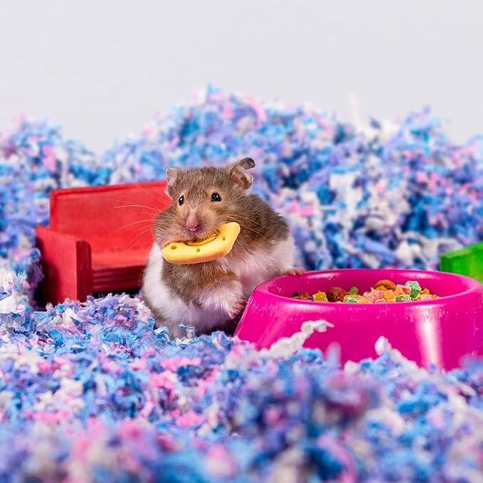PETSPICK Uber Soft Paper Pet Bedding for Small Animals, Confetti, 56L