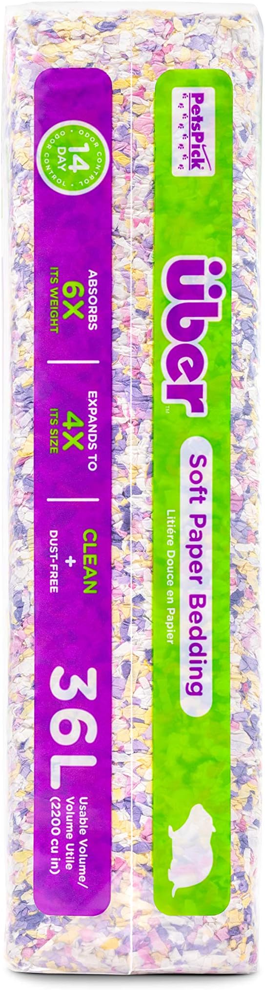 PETSPICK Uber Soft Paper Pet Bedding for Small Animals, Pastel Confetti, 36L