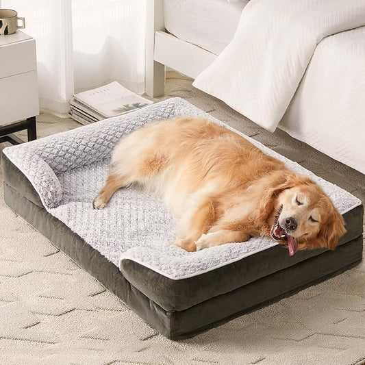 LEXTRO Orthopedic Dog Bed for Extra Large Dogs, Egg Crate Foam Bed for Extra Large Dogs, Equipped with Removable Waterproof Pillow Cover and Anti-Slip Bottom, Pet Bed