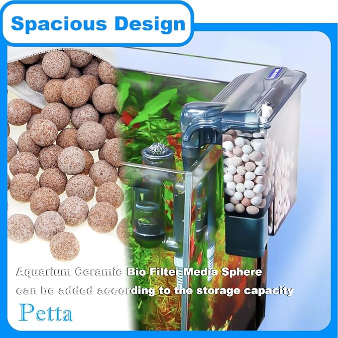 Aquarium HOB Fish Tank Filter for 10-20 Gallon with Surface Skimmer, Hang on Back Filter for Efficient and Silent Operation(Upgraded CM-268), 79GPH(300L/H), 3W, 1 Pre-filter Sponge, 1 Filter Pad
