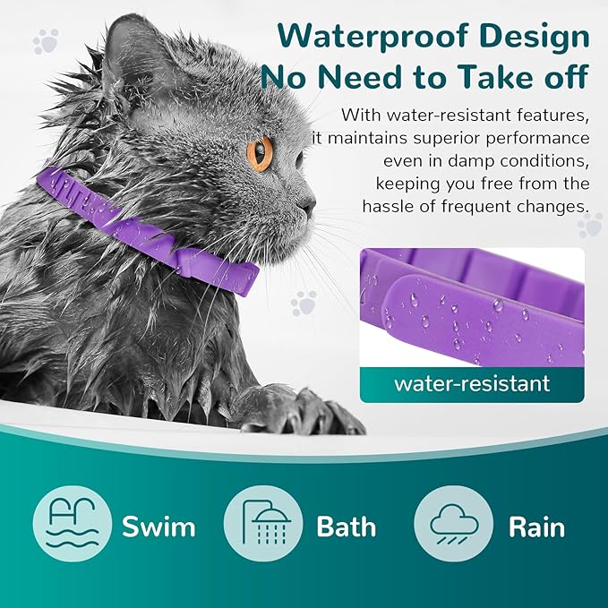 Calming Collar for Cats, Cat Calming Collars for Cat Anxiety Relief, 60 Days Adjustable Waterproof TPE, Pheromone Collar Helps Calm During Loud Noises and Separation (Rainbow, 1 Pack)