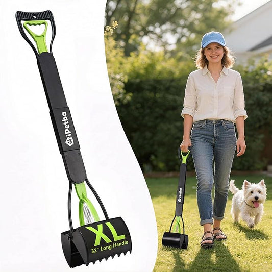 32 inch Pooper Scooper for Large Dogs – Heavy Duty Long Handle Dog Poop Scooper for Yard, No Bending Save Back, Ease of Pickup for Grass Gravel Concrete