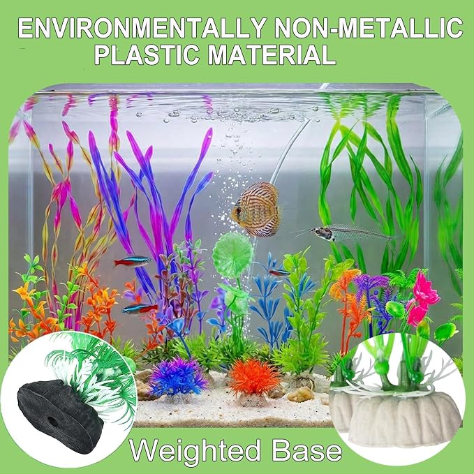 25pcs Aquarium Decor Plants,Fish Tank Accessories Aquarium Artificial Plants, Fish Tank Decorations Plants, Small to Large
