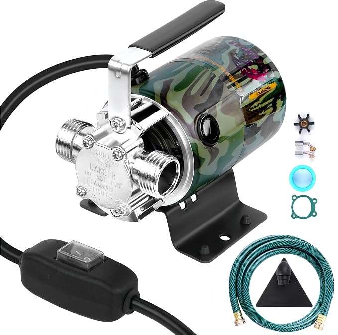 TIGEROAR Water Transfer Pump 115V With Switch 330 GPH Utility Pump Portable | 0.1HP Pool Pump Electric Pump with 6 ft. Hose and 3/4 in. Ports for Water Draining Filling Removing Flushing Spraying