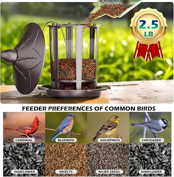 Birdream 2 Pack Bird Feeders for Outdoor Hanging, Assembly Required, 1-Min Easy Setup, Charming Castle Design, Attracting Cardinals Chickadees Goldfinches & Sparrows - Brown